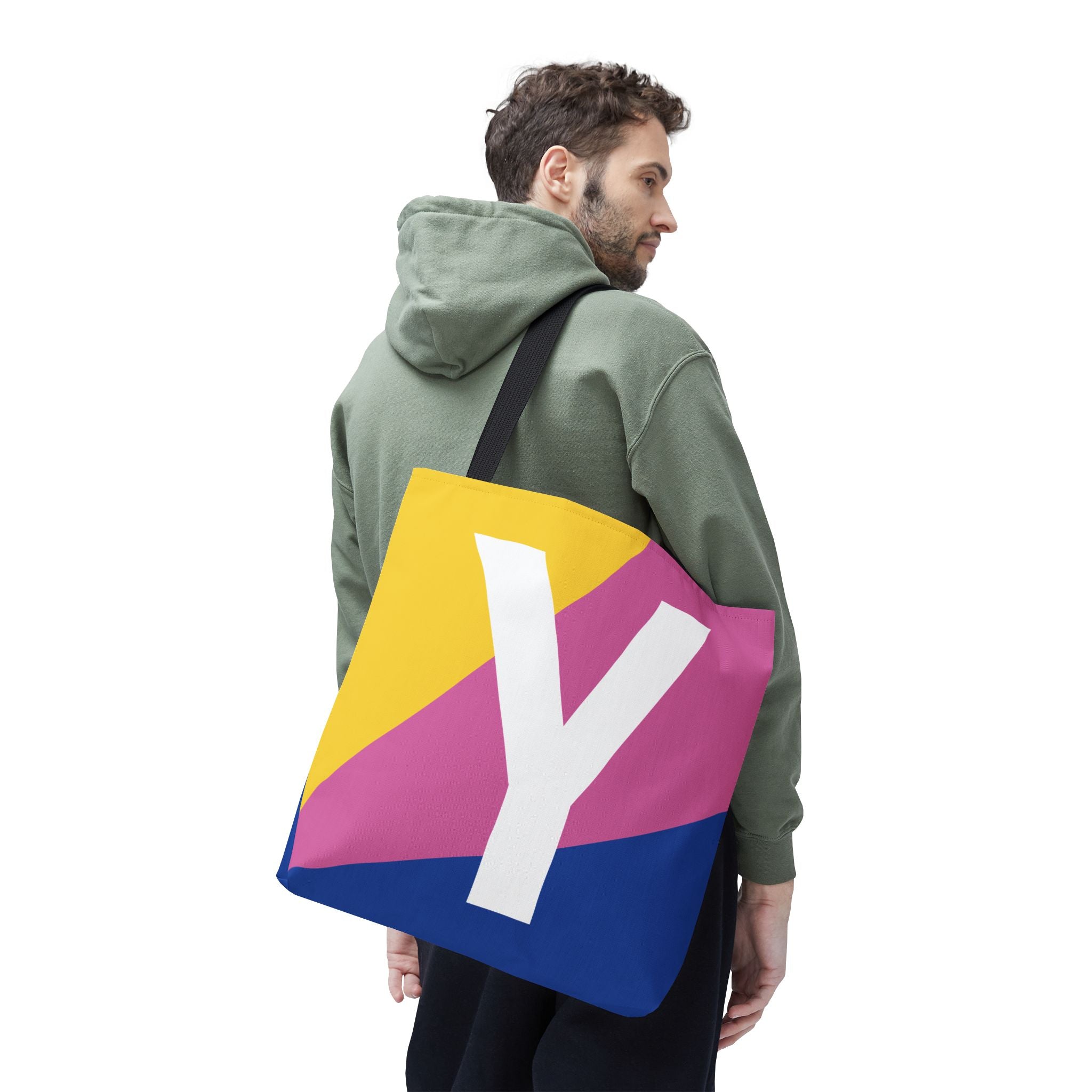 Monogram 'Y' Colorblock Tote Bag — Personalized Initial Y Shoulder Tote
