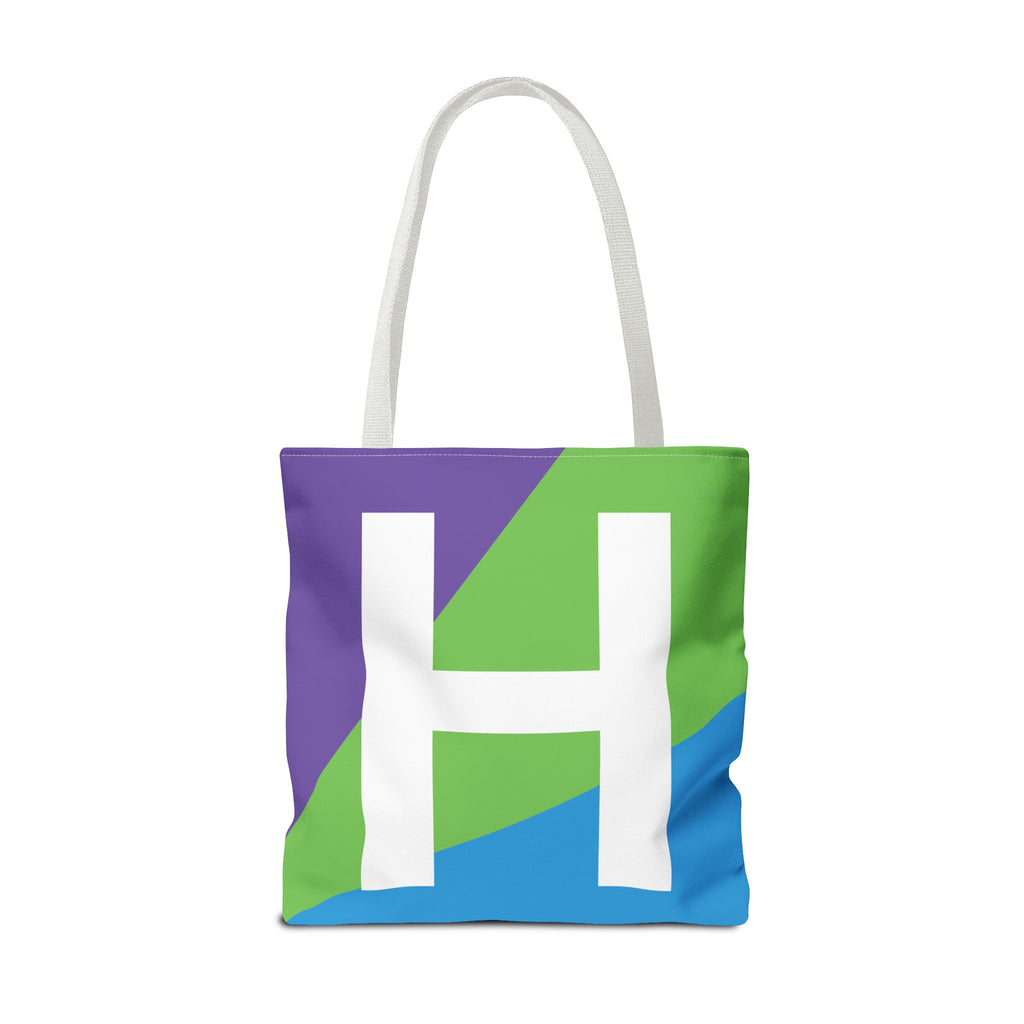 Monogram 'H' Colorblock Tote Bag — Personalized Initial H Shoulder Tote