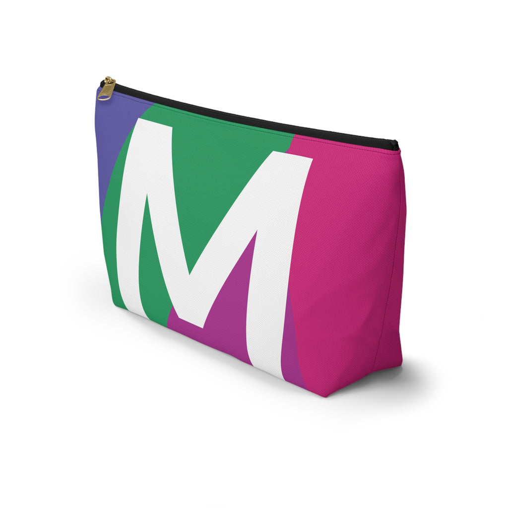 Initials Colorblock Accessory Pouch — Monogram M T-Bottom Cosmetic Bag