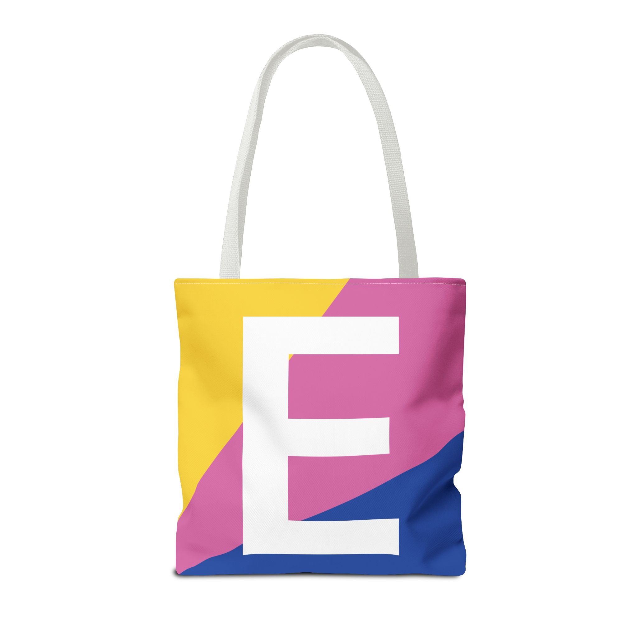 Monogram 'E' Colorblock Tote Bag — Personalized Initial E Shoulder Tote