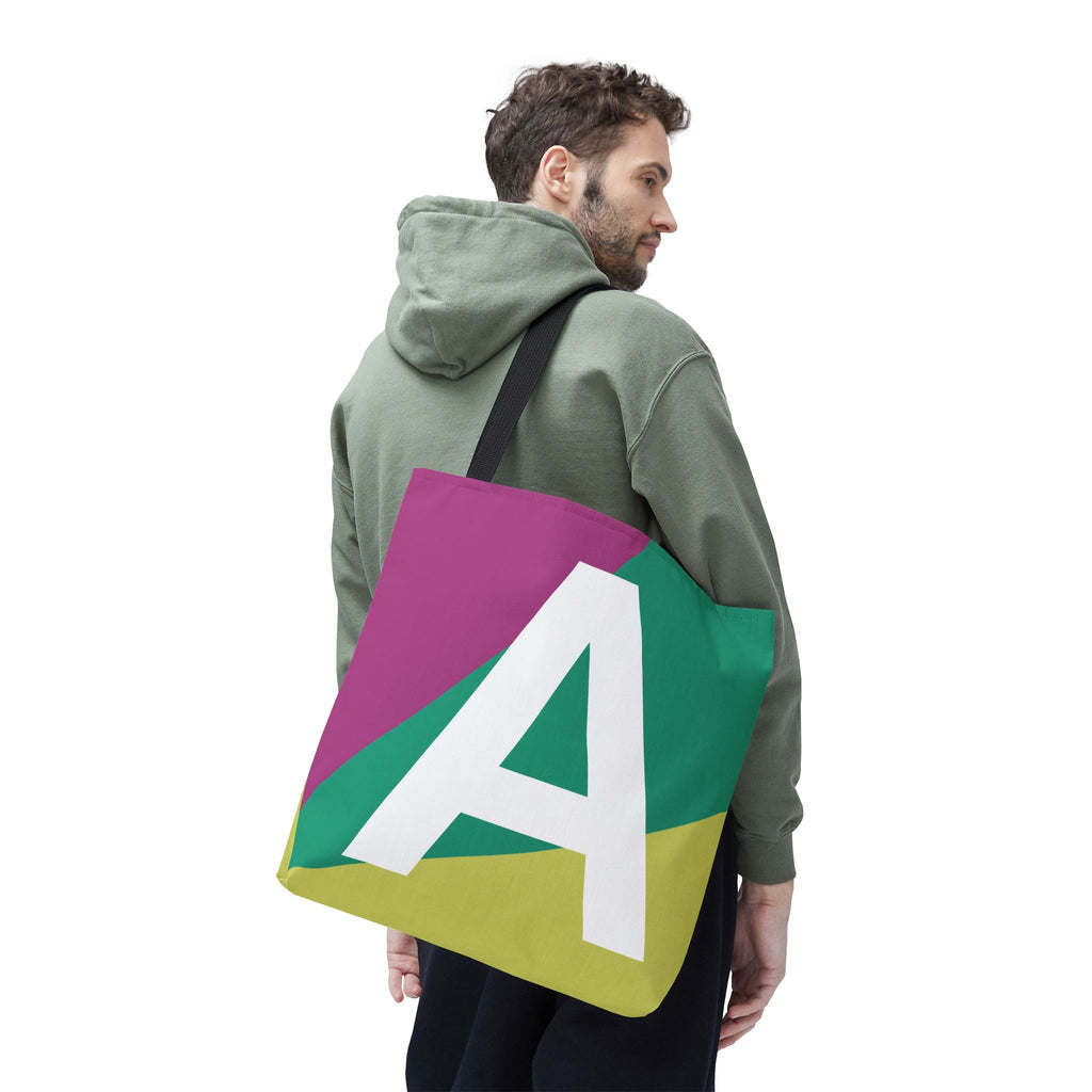 Monogram 'A' Colorblock Tote Bag — Personalized Initial A Shoulder Tote