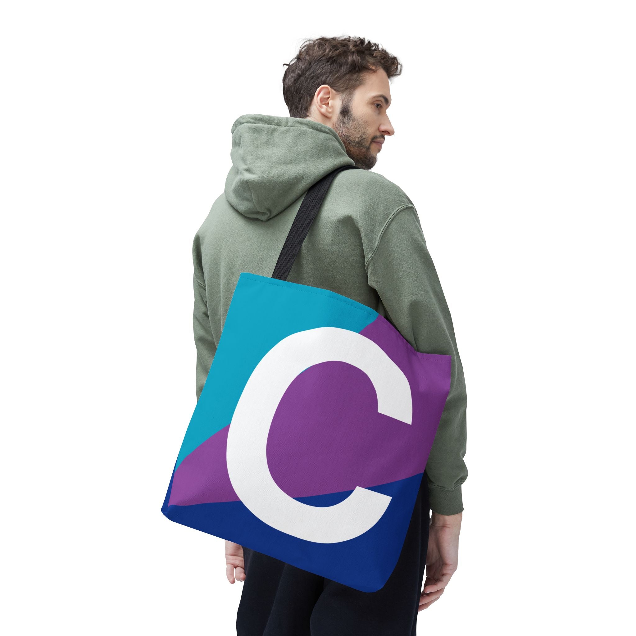 Monogram 'C' Colorblock Tote Bag — Personalized Initial C Shoulder Tote