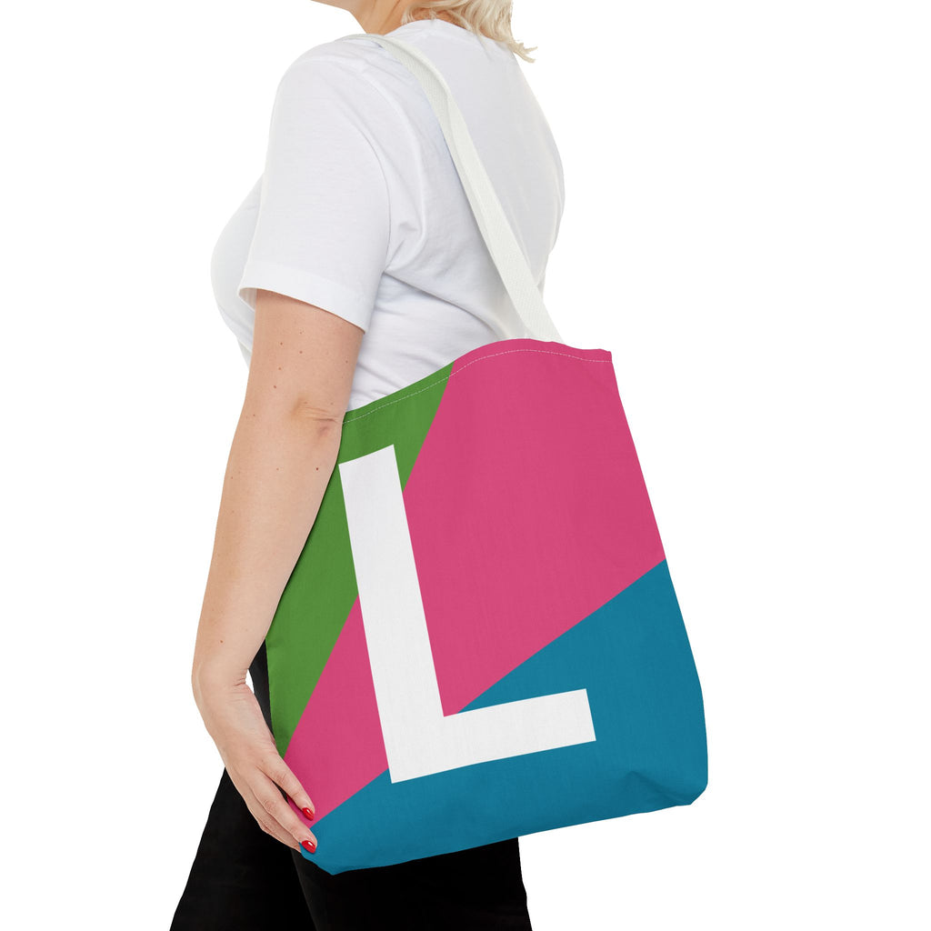 Monogram 'L' Colorblock Tote Bag — Personalized Initial L Shoulder Tote
