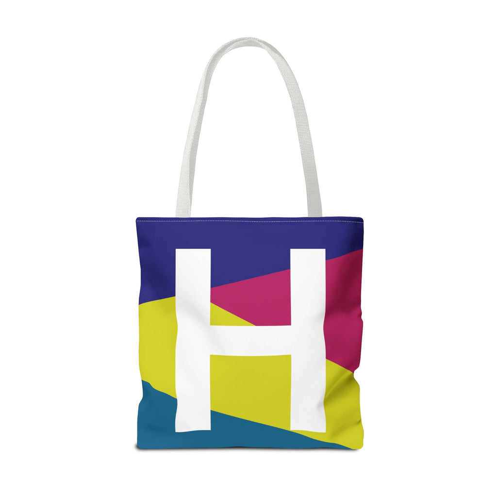Monogram 'H' Colorblock Tote Bag — Personalized Initial H Shoulder Tote
