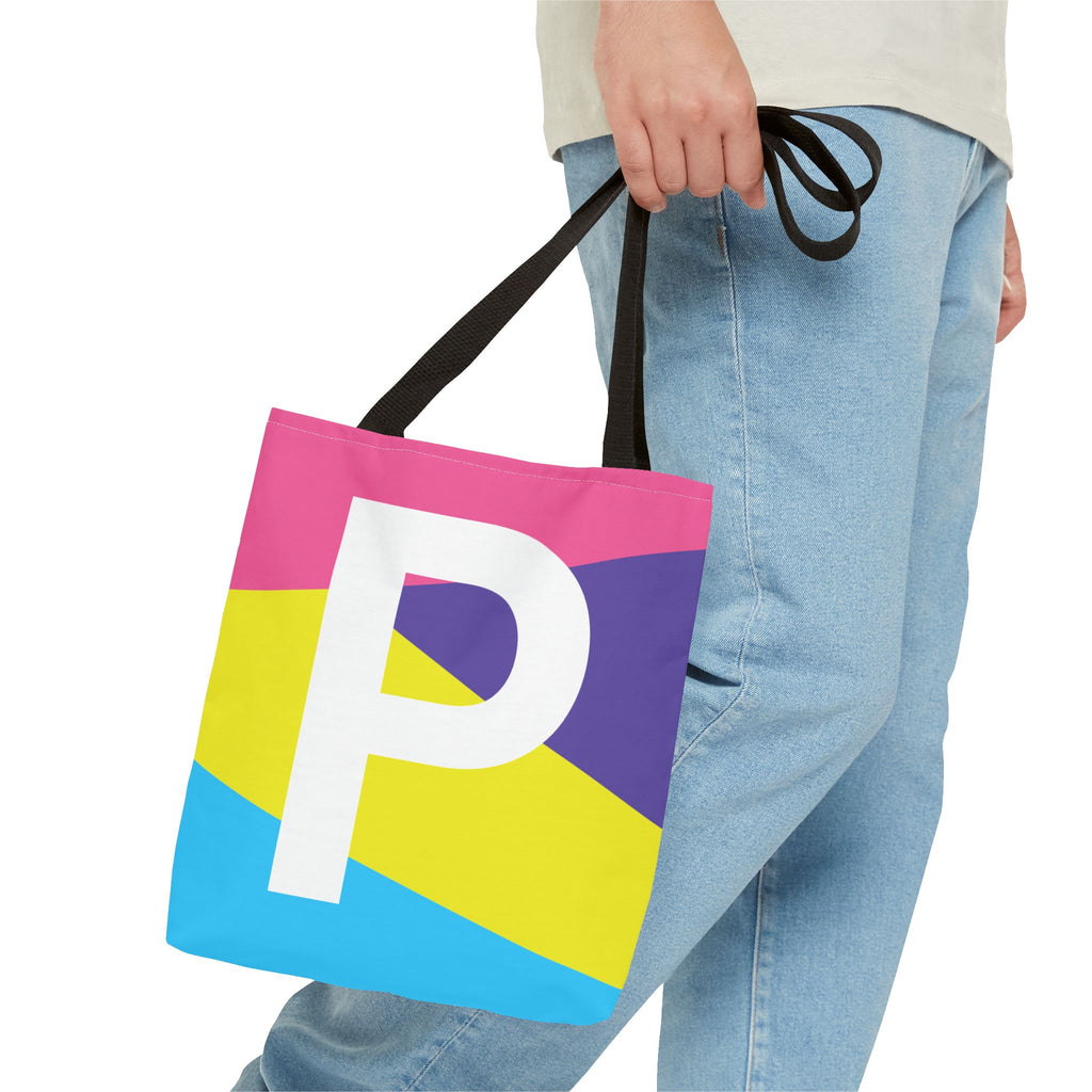 Monogram 'P' Colorblock Tote Bag — Personalized Initial P Shoulder Tote
