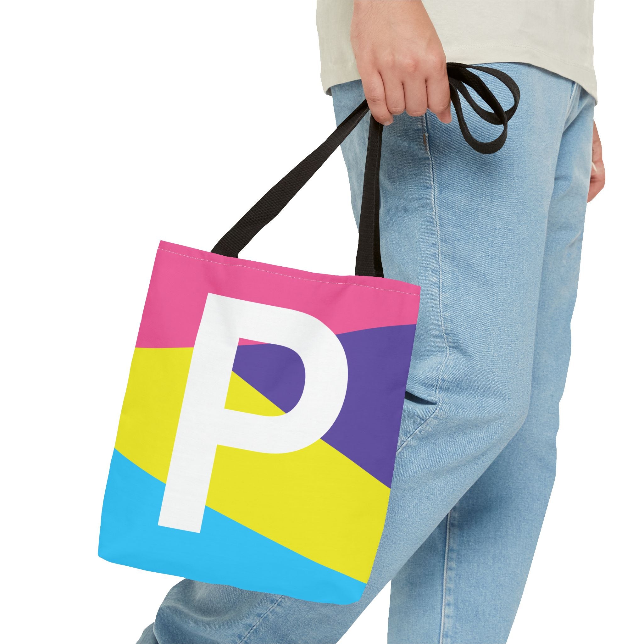 Monogram 'P' Colorblock Tote Bag — Personalized Initial P Shoulder Tote