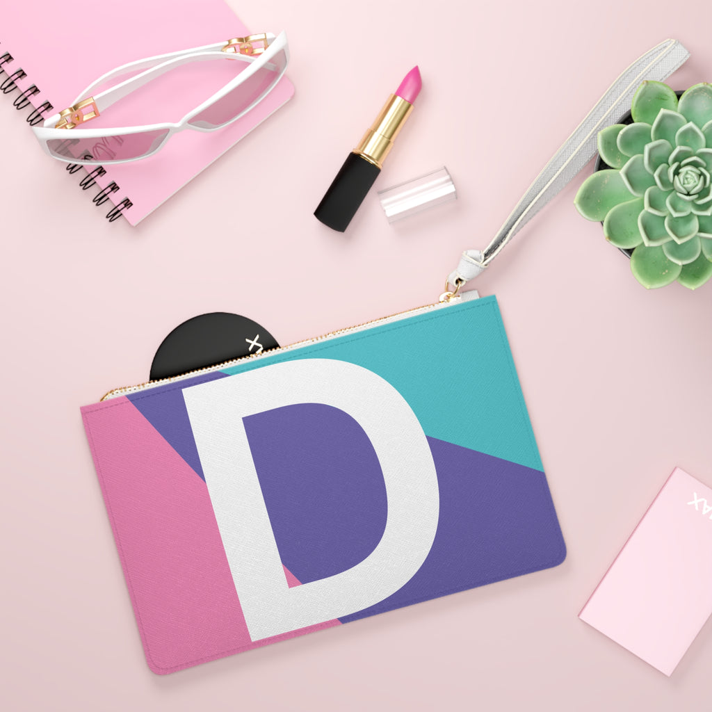 Monogram 'D' Colorblock Clutch Bag — Bold Geometric Wristlet for Everyday & Gifts