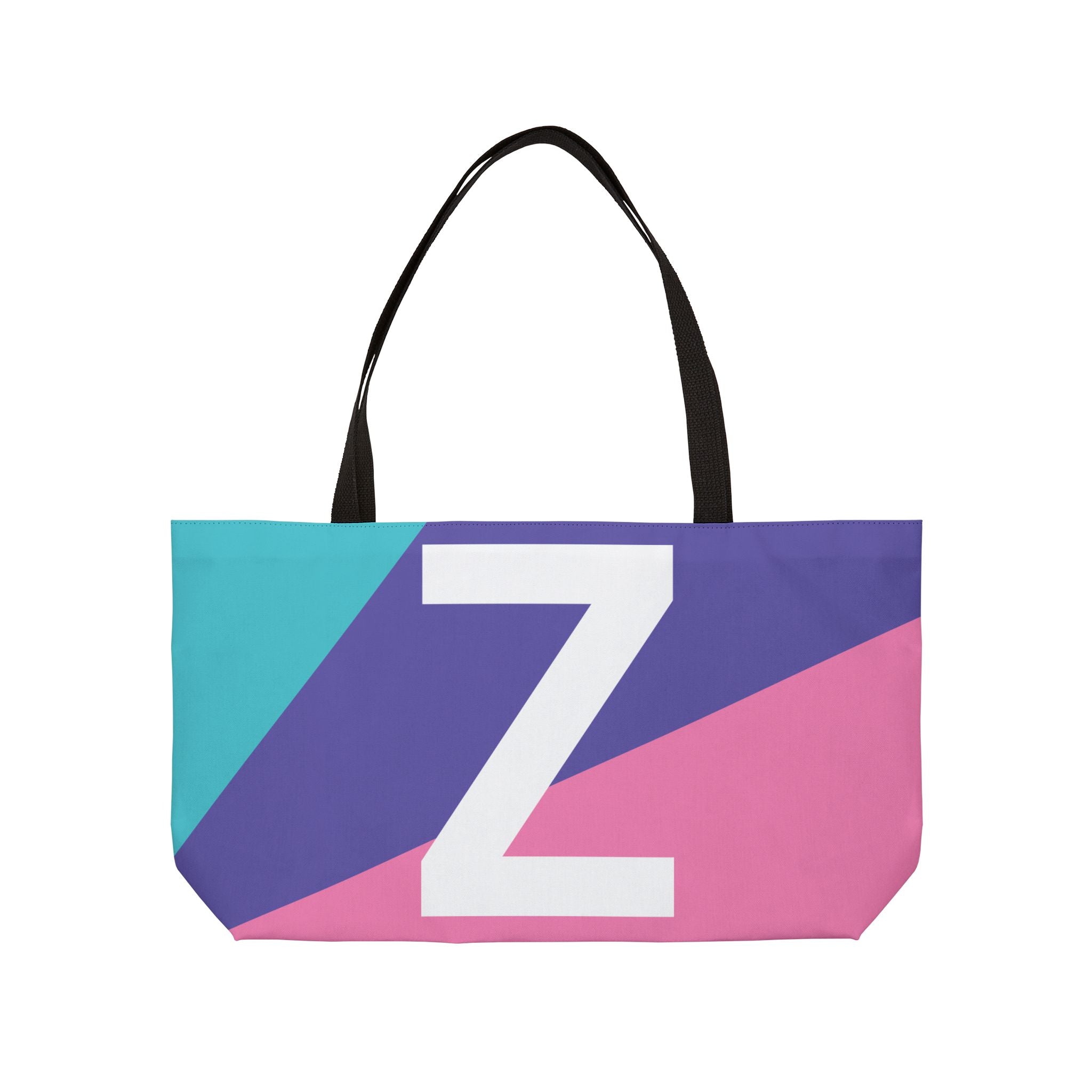 Personalized 'Z' Colorblock Tote Bag — Monogram Weekender Tote