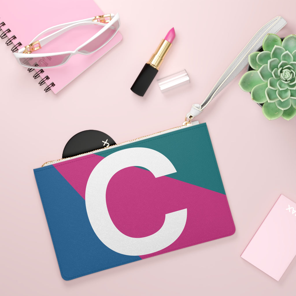 Monogram 'C' Colorblock Clutch Bag — Bold Geometric Wristlet for Everyday & Gifts