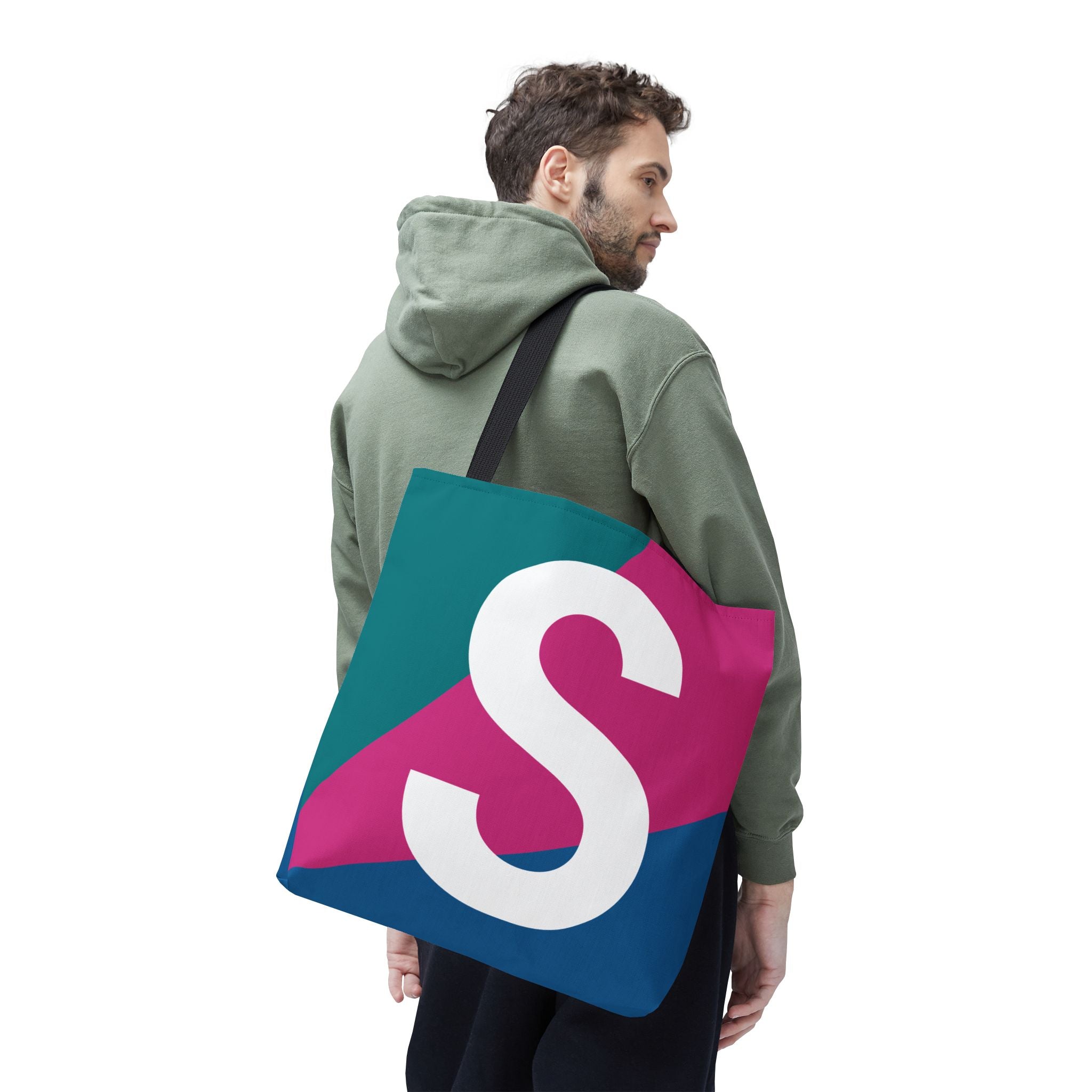Monogram 'S' Colorblock Tote Bag — Personalized Initial S Shoulder Tote