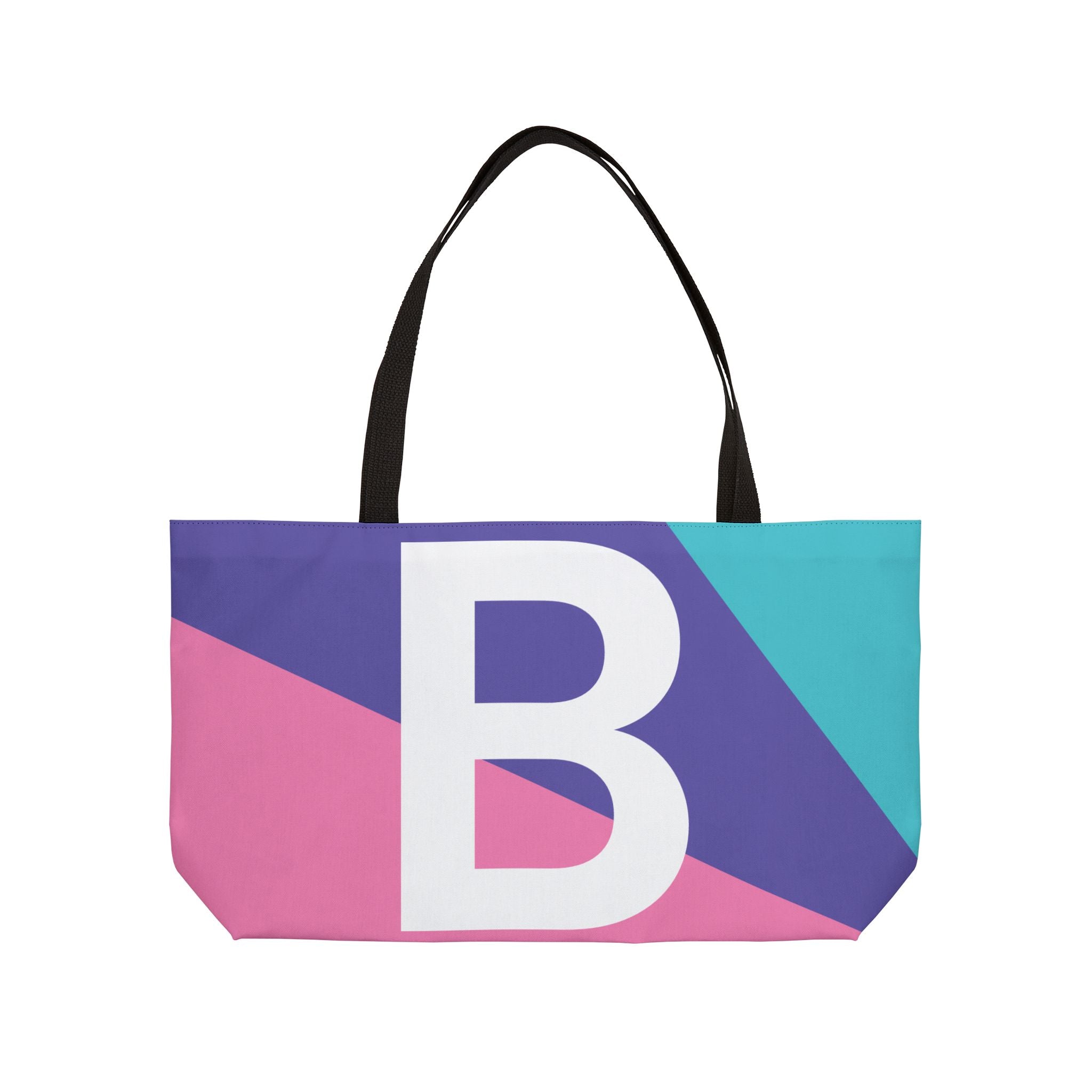 Personalized 'B' Colorblock Tote Bag — Monogram Weekender Tote