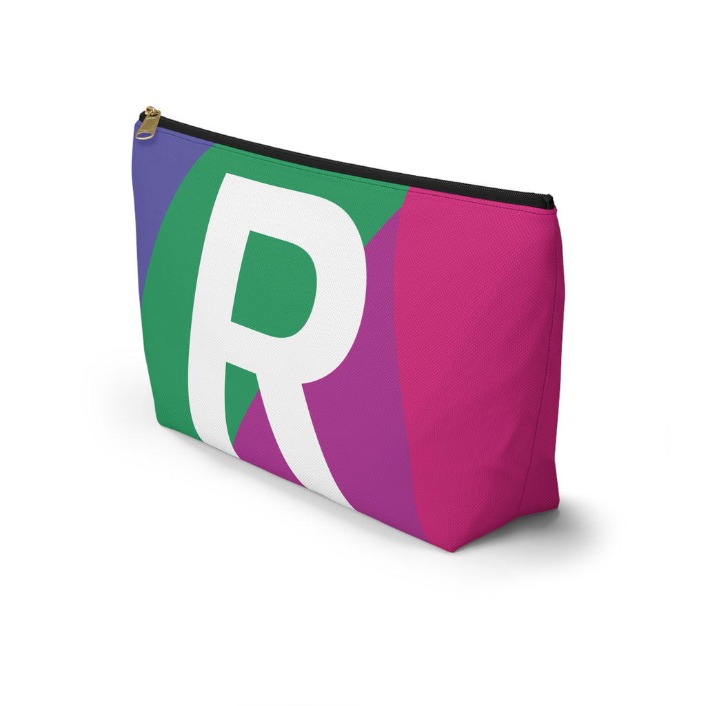 Initials Colorblock Accessory Pouch — Monogram R T-Bottom Cosmetic Bag
