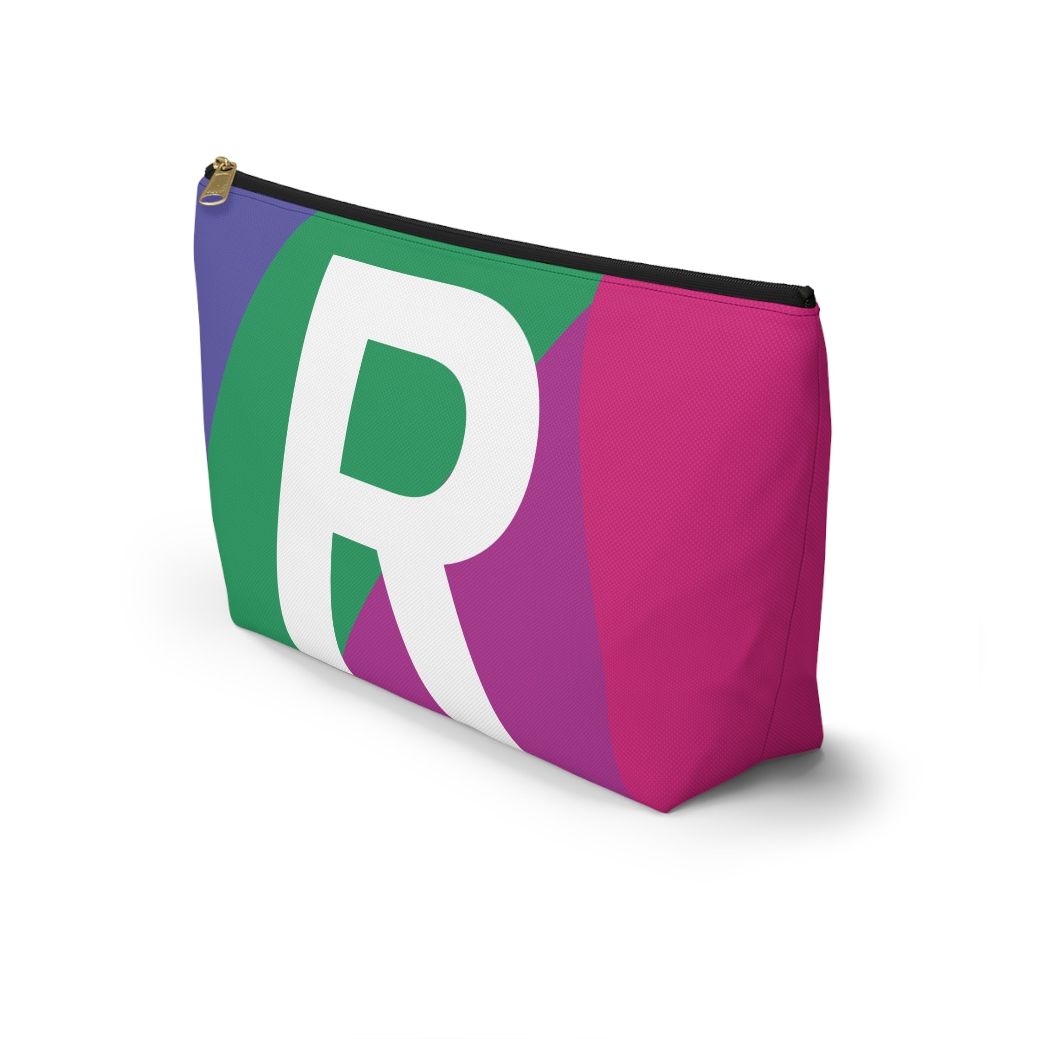 Initials Colorblock Accessory Pouch — Monogram R T-Bottom Cosmetic Bag