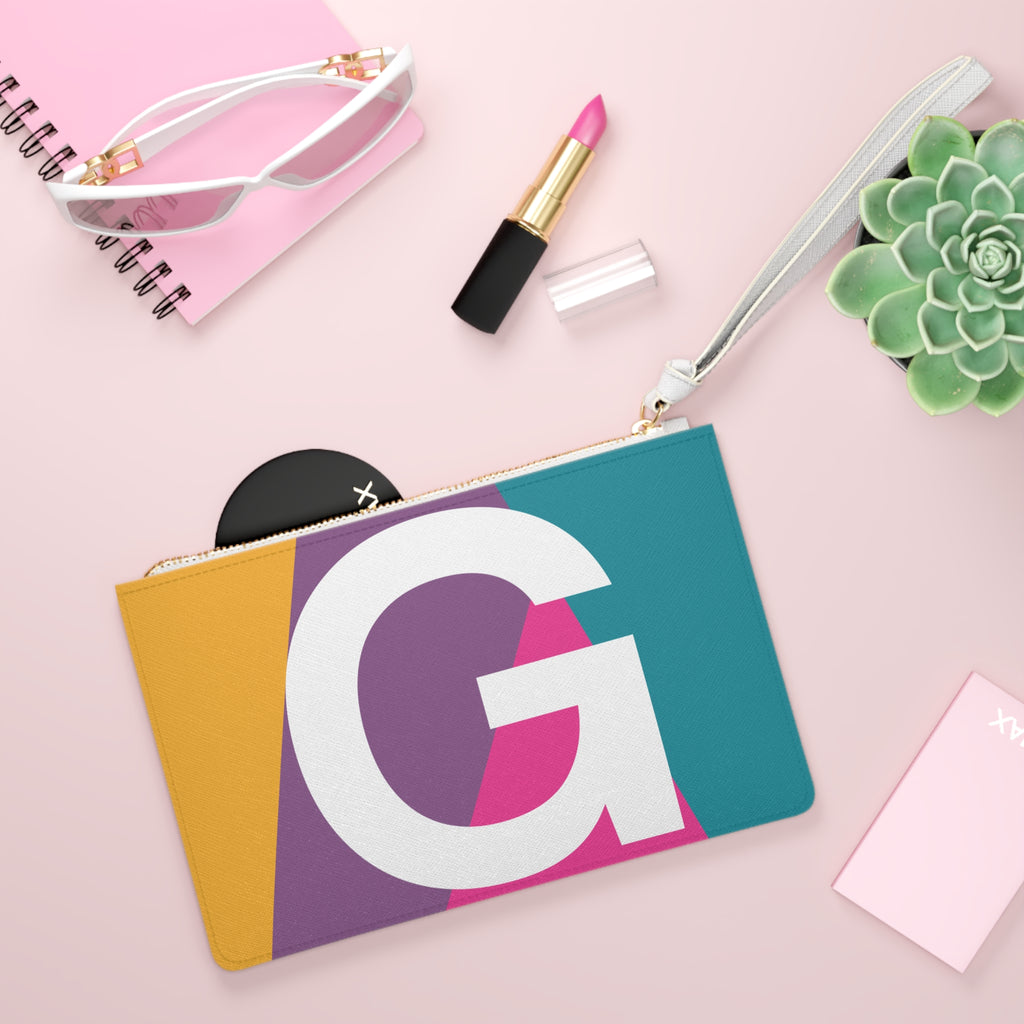 Monogram 'G' Colorblock Clutch Bag — Bold Geometric Wristlet for Everyday & Gifts