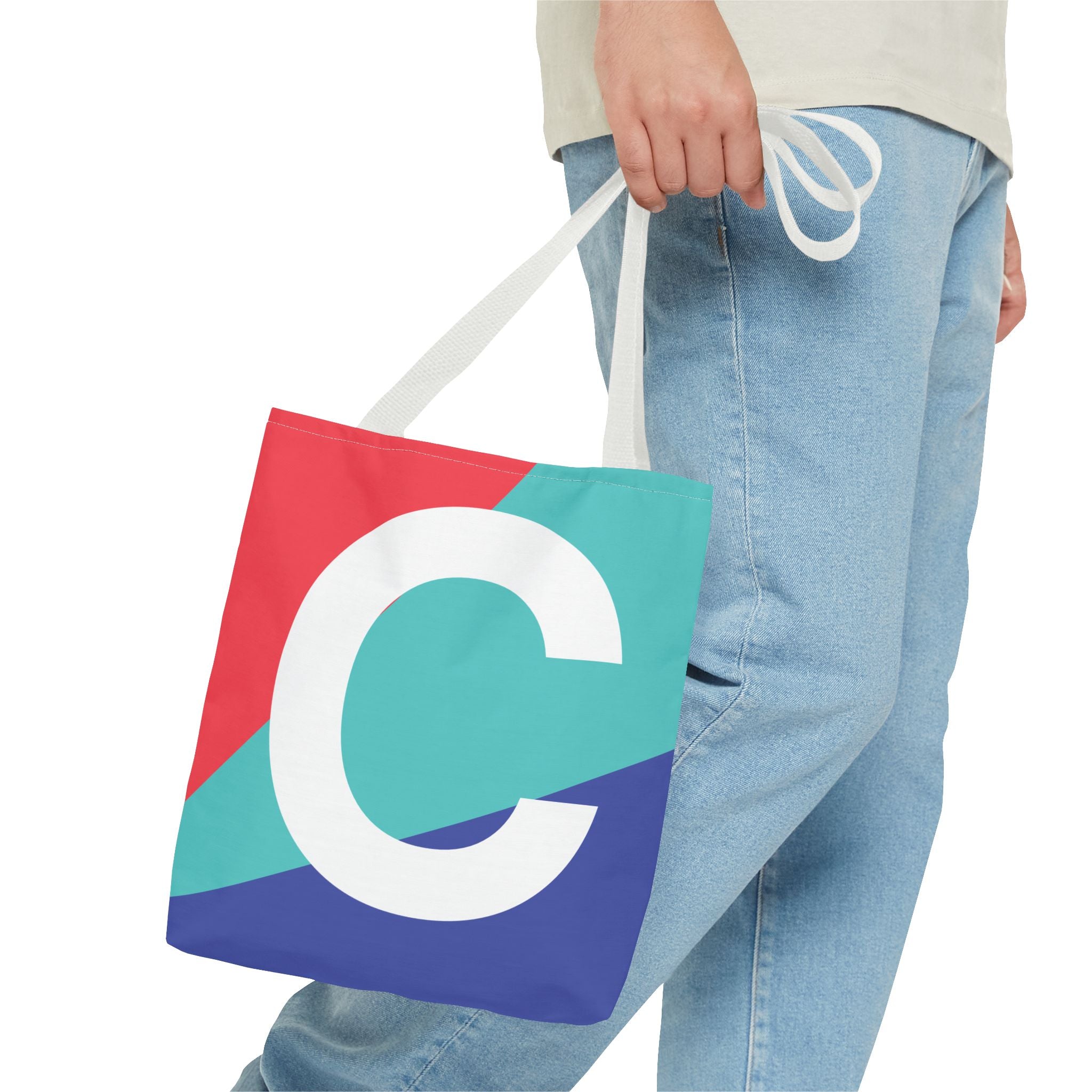 Monogram 'C' Colorblock Tote Bag — Personalized Initial C Shoulder Tote