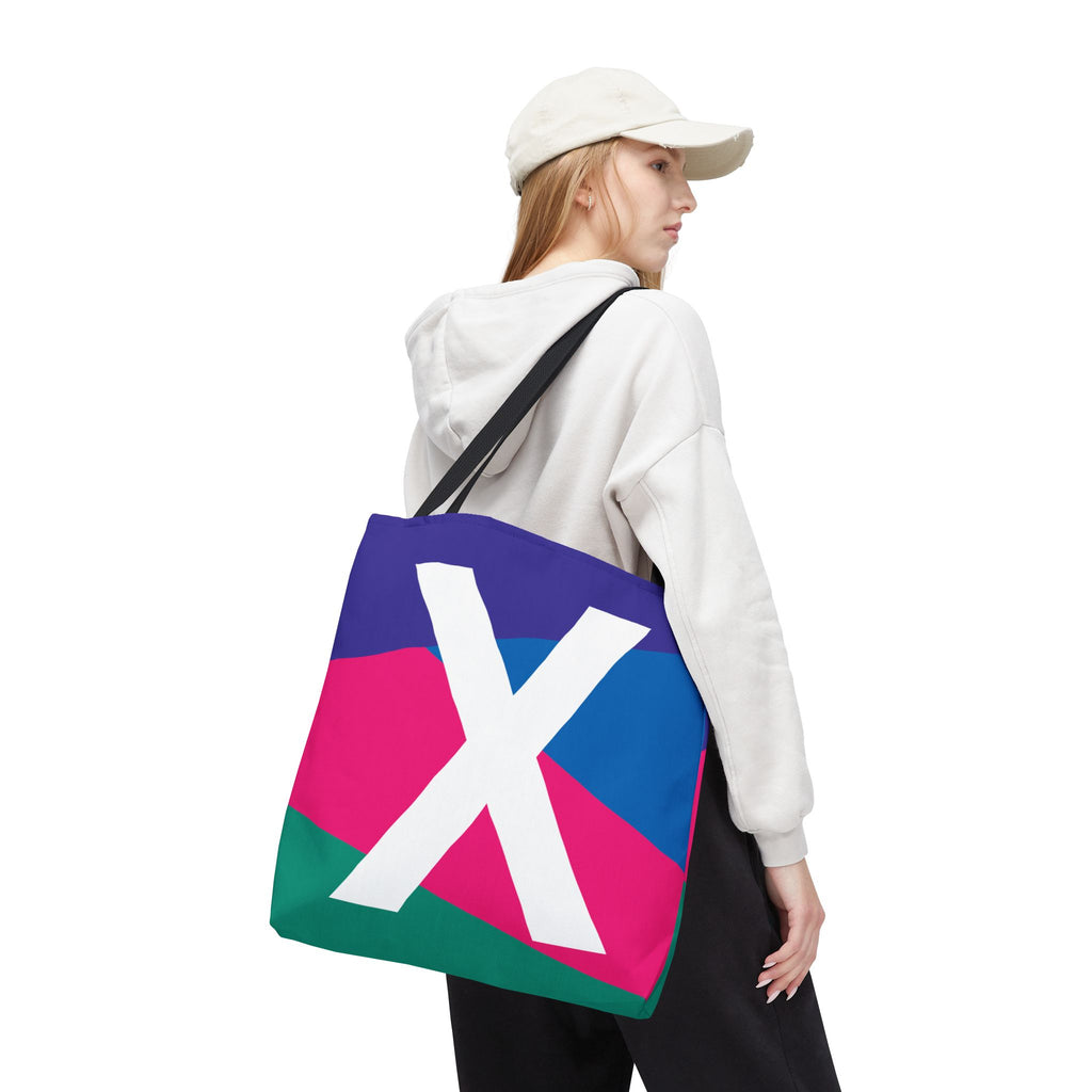 Monogram 'X' Colorblock Tote Bag — Personalized Initial X Shoulder Tote