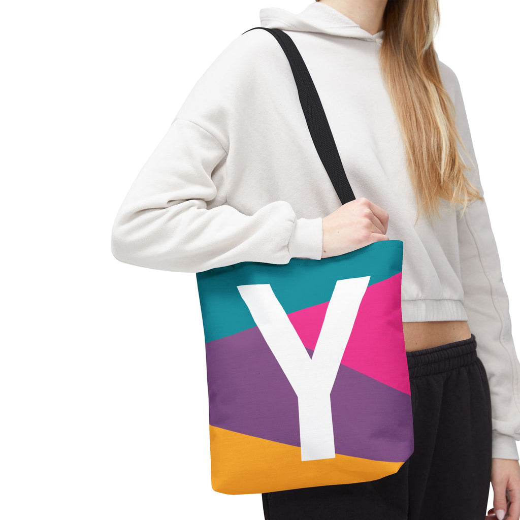 Monogram 'Y' Colorblock Tote Bag — Personalized Initial Y Shoulder Tote