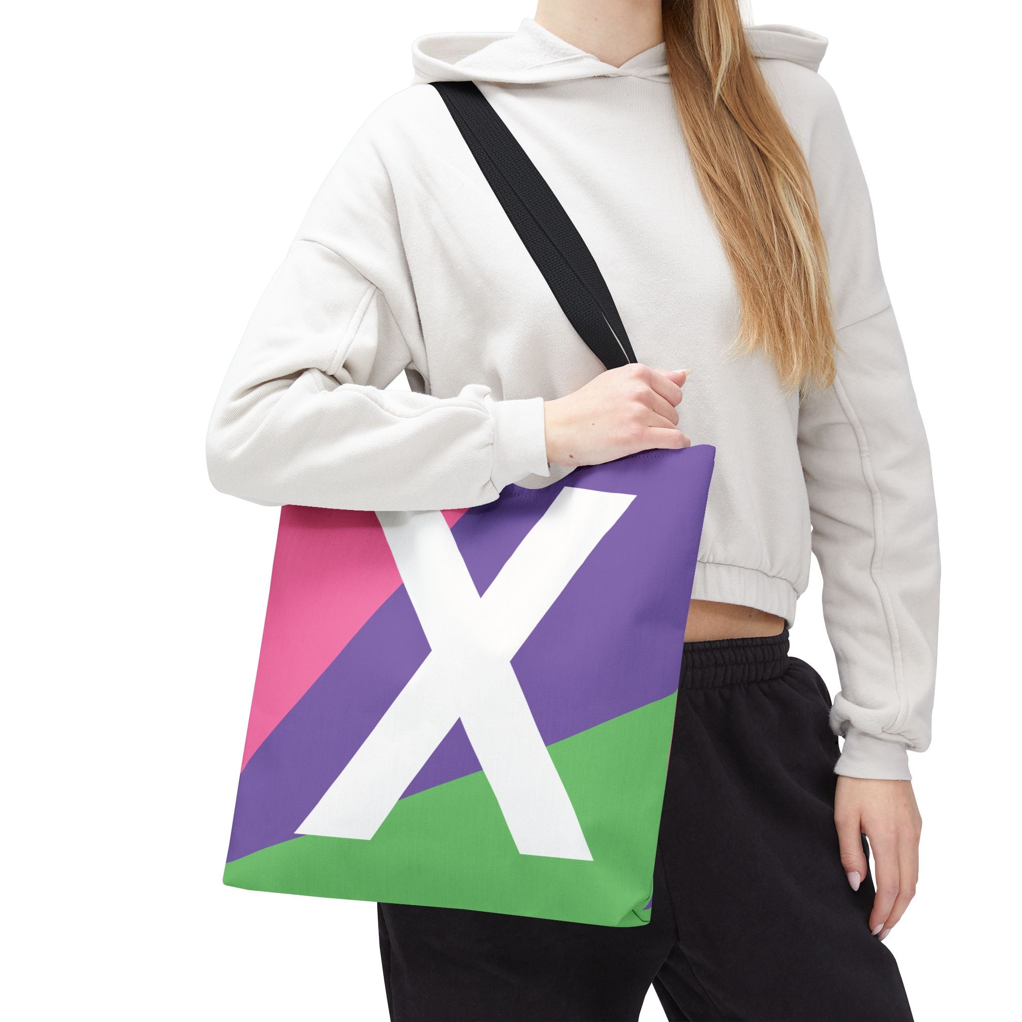 Monogram 'X' Colorblock Tote Bag — Personalized Initial X Shoulder Tote