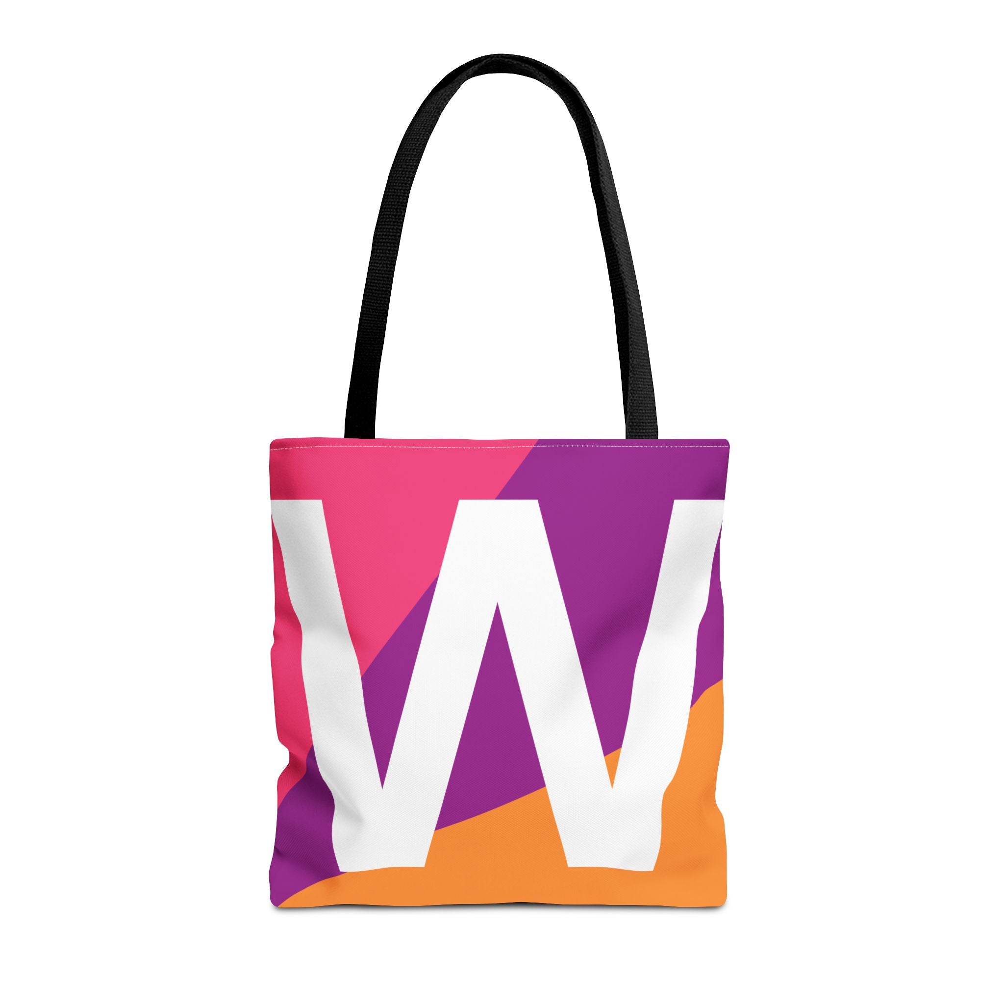 Monogram 'W' Colorblock Tote Bag — Personalized Initial W Shoulder Tote