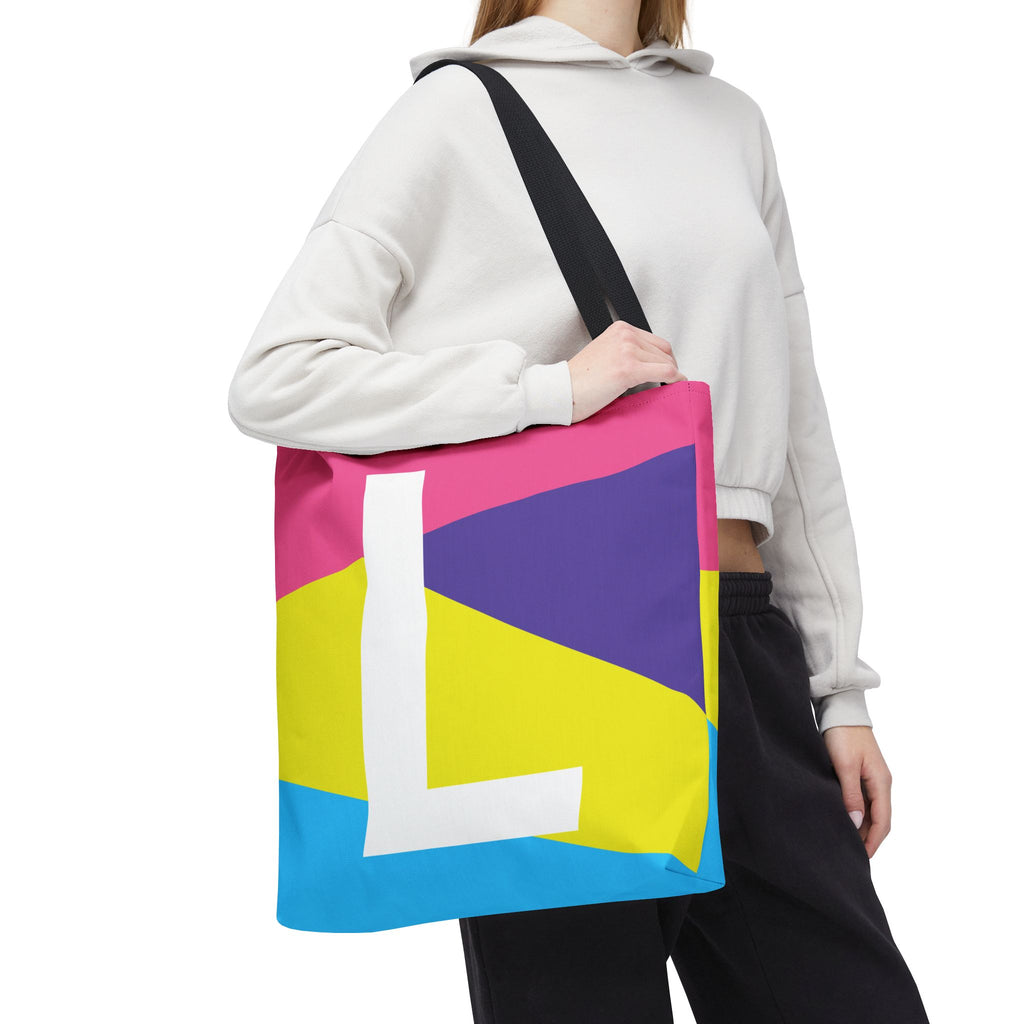 Monogram 'L' Colorblock Tote Bag — Personalized Initial L Shoulder Tote