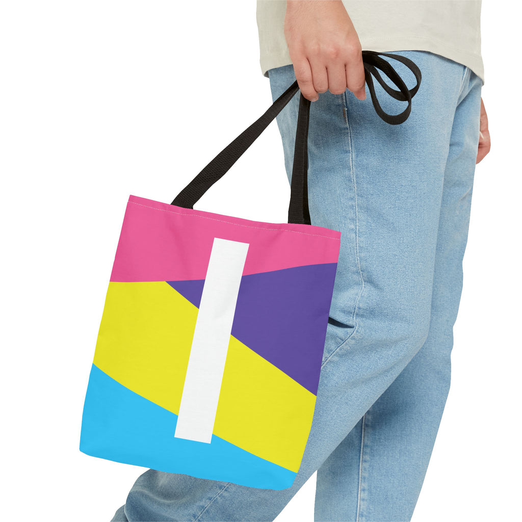 Monogram 'I' Colorblock Tote Bag — Personalized Initial I Shoulder Tote