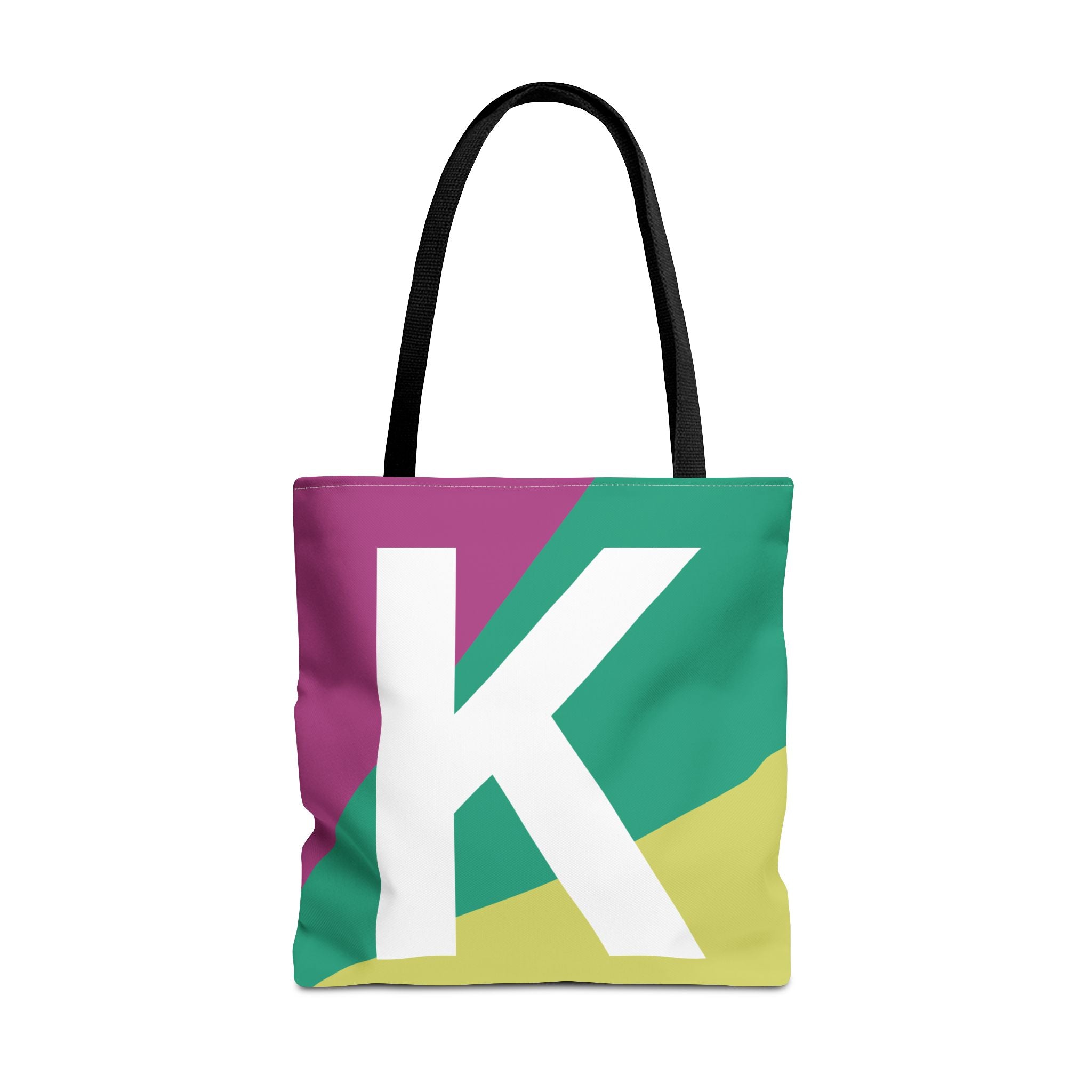 Monogram 'K' Colorblock Tote Bag — Personalized Initial K Shoulder Tote