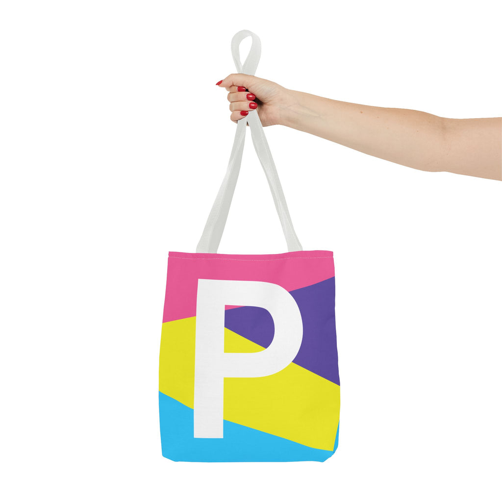Monogram 'P' Colorblock Tote Bag — Personalized Initial P Shoulder Tote