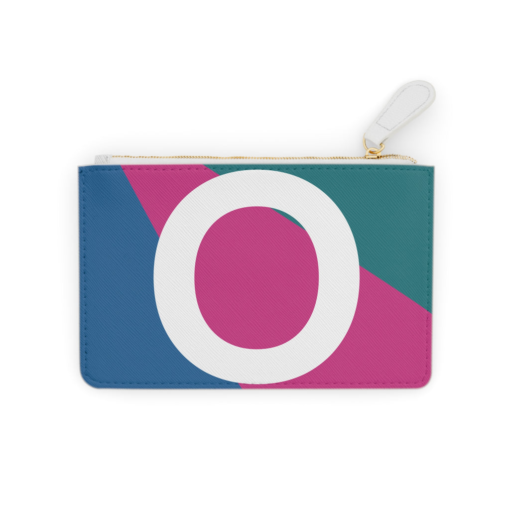 Initial O Mini Clutch — Colorblock Monogram Wristlet Wallet