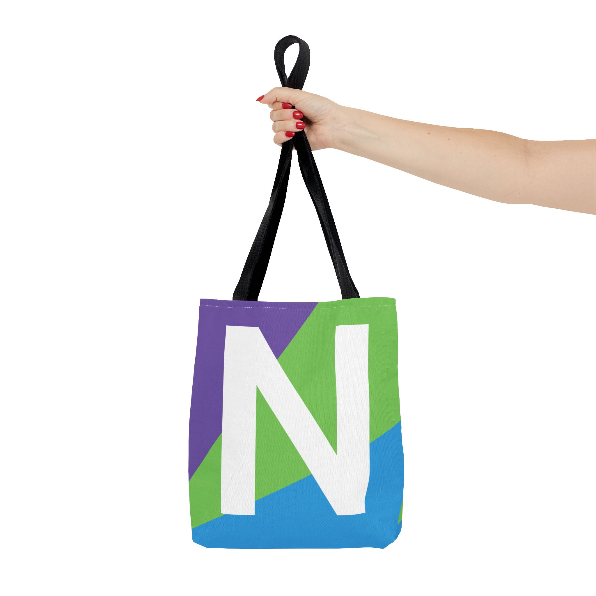 Monogram 'N' Colorblock Tote Bag — Personalized Initial N Shoulder Tote
