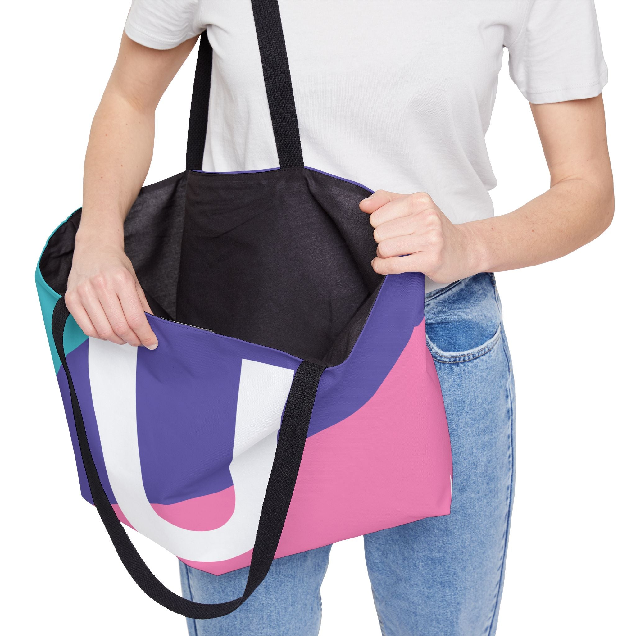 Personalized 'U' Colorblock Tote Bag — Monogram Weekender Tote