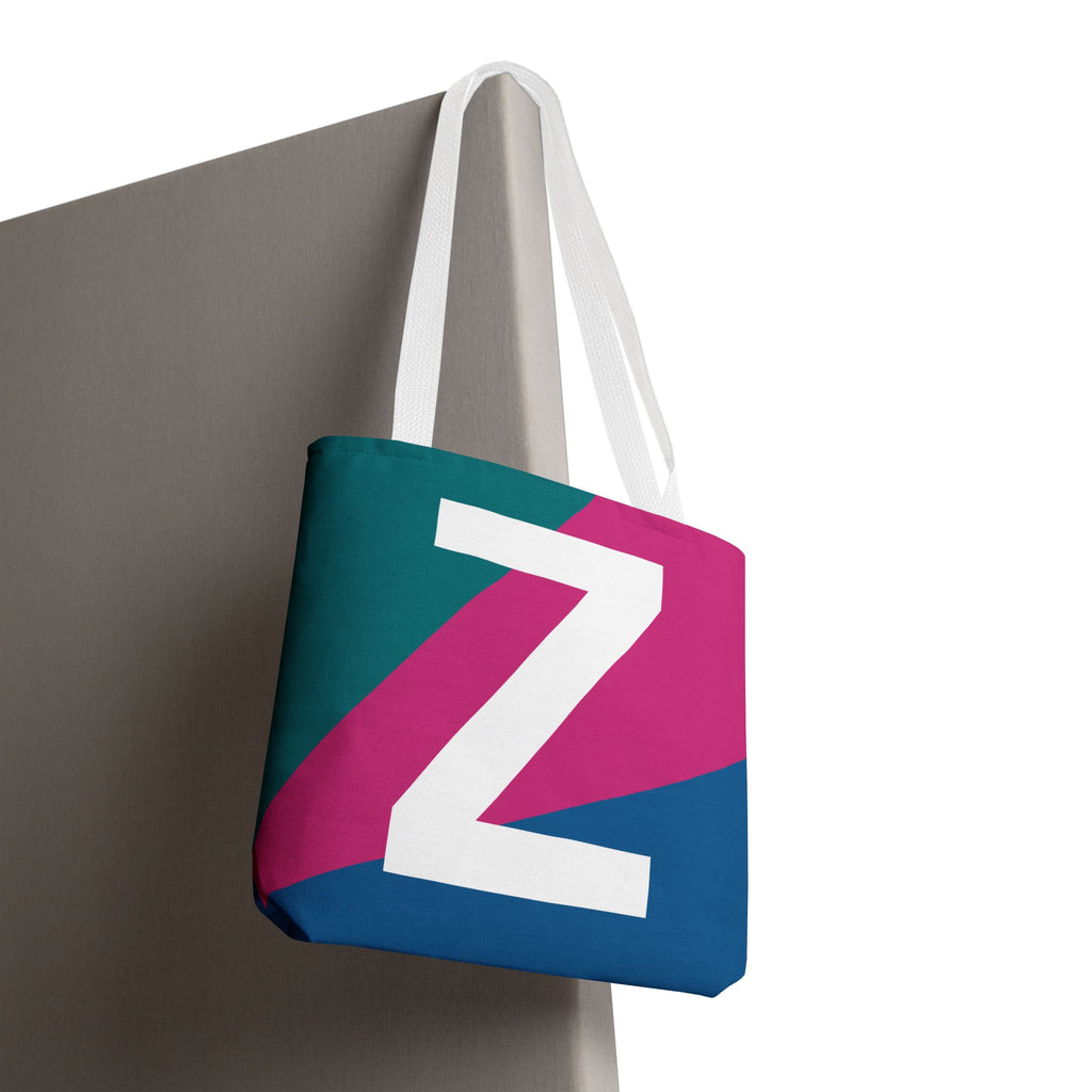 Monogram 'Z' Colorblock Tote Bag — Personalized Initial Z Shoulder Tote