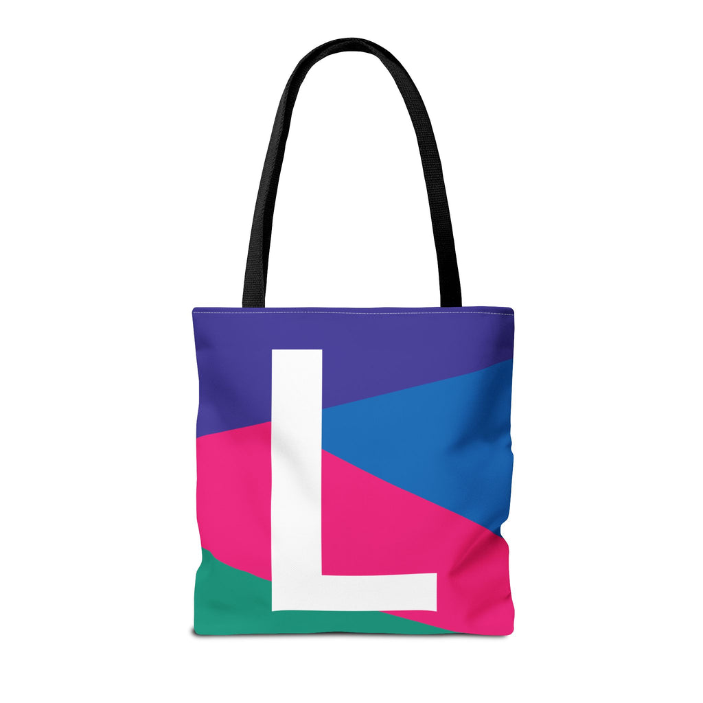 Monogram 'L' Colorblock Tote Bag — Personalized Initial L Shoulder Tote