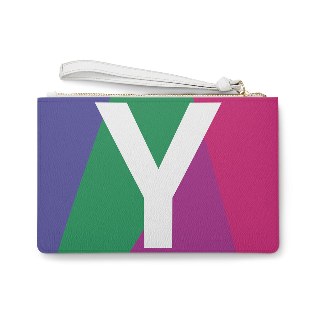 Monogram 'Y' Colorblock Clutch Bag — Bold Geometric Wristlet for Everyday & Gifts