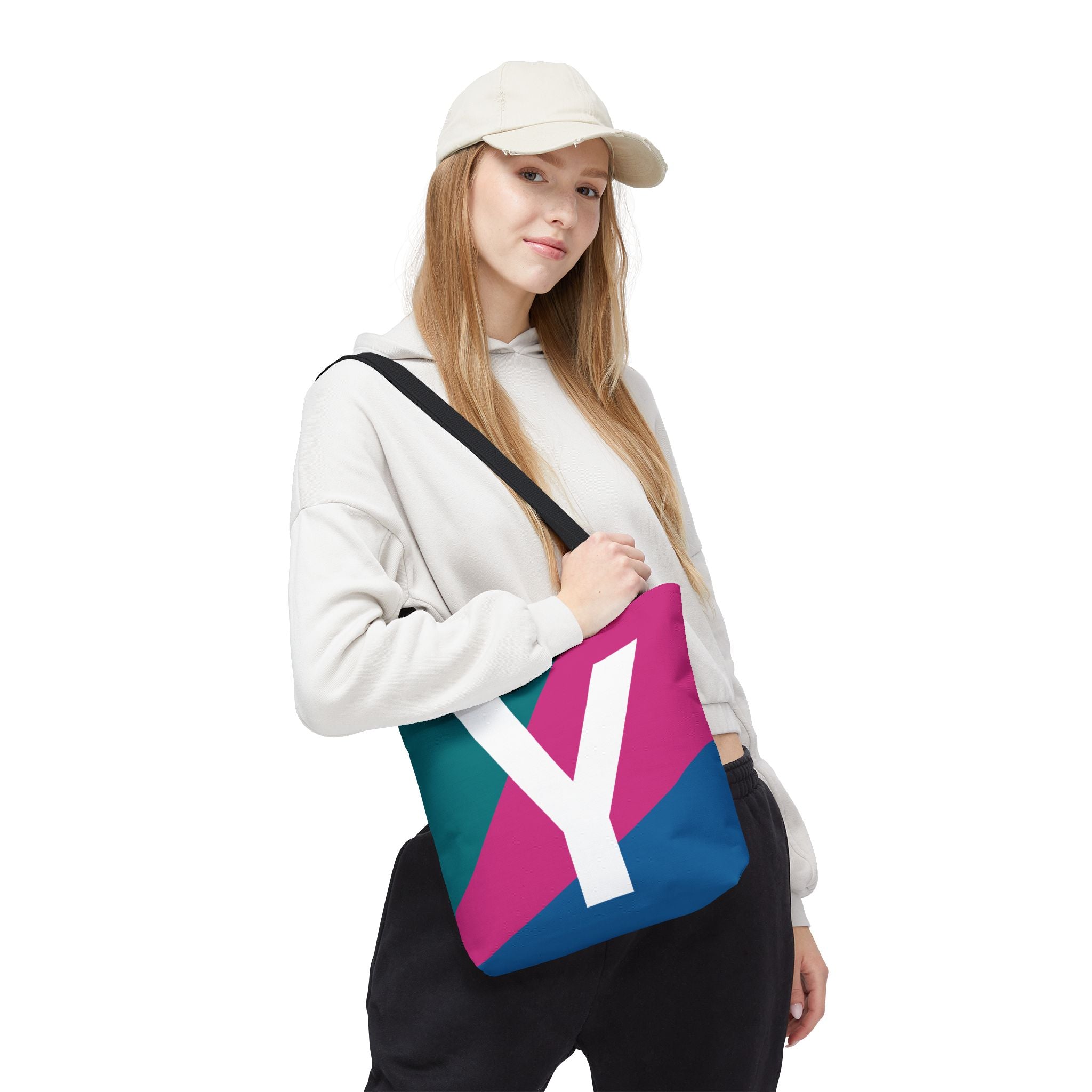 Monogram 'Y' Colorblock Tote Bag — Personalized Initial Y Shoulder Tote