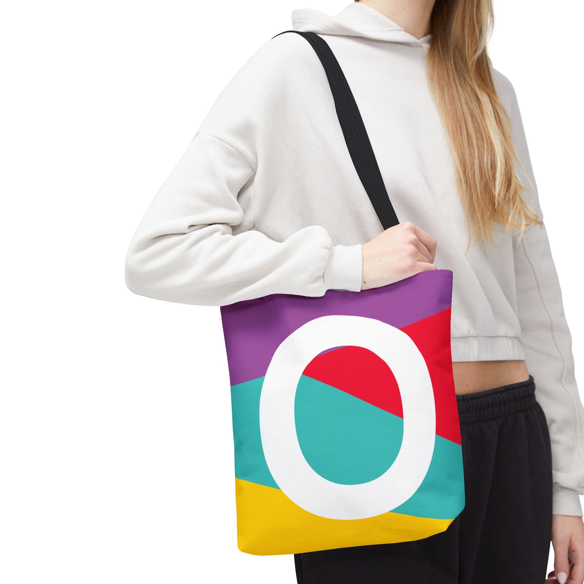 Monogram 'O' Colorblock Tote Bag — Personalized Initial O Shoulder Tote