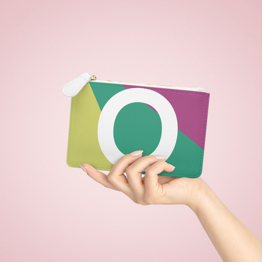 Initial O Mini Clutch — Colorblock Monogram Wristlet Wallet