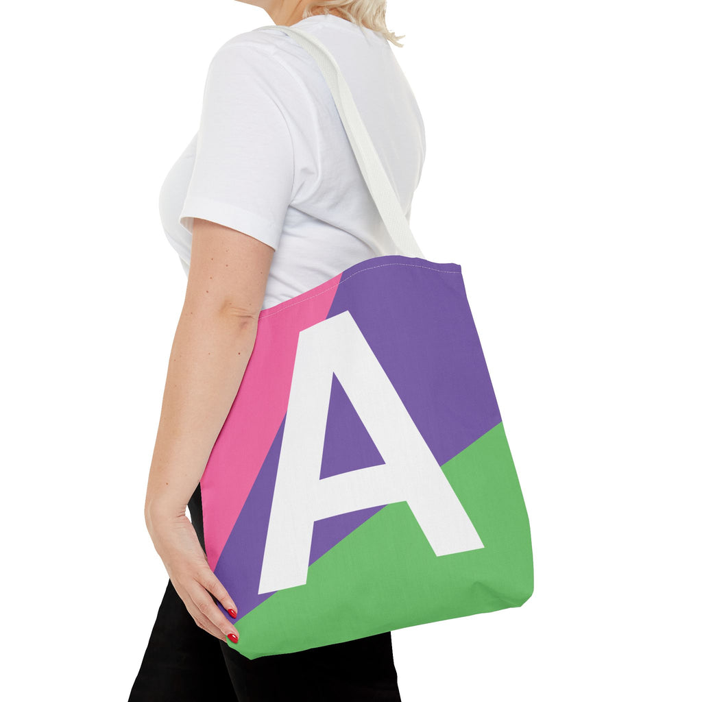 Monogram 'A' Colorblock Tote Bag — Personalized Initial A Shoulder Tote
