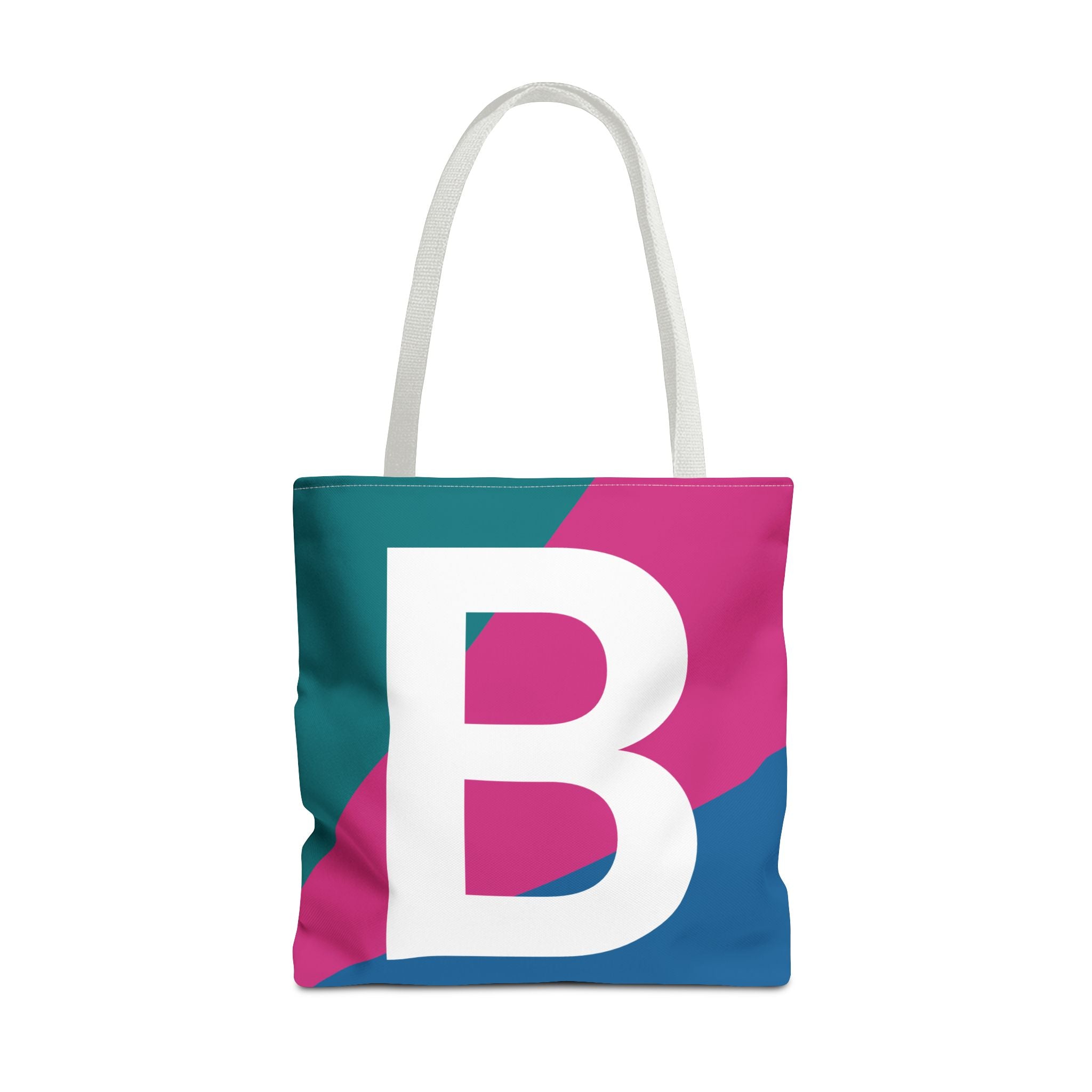 Monogram 'B' Colorblock Tote Bag — Personalized Initial B Shoulder Tote