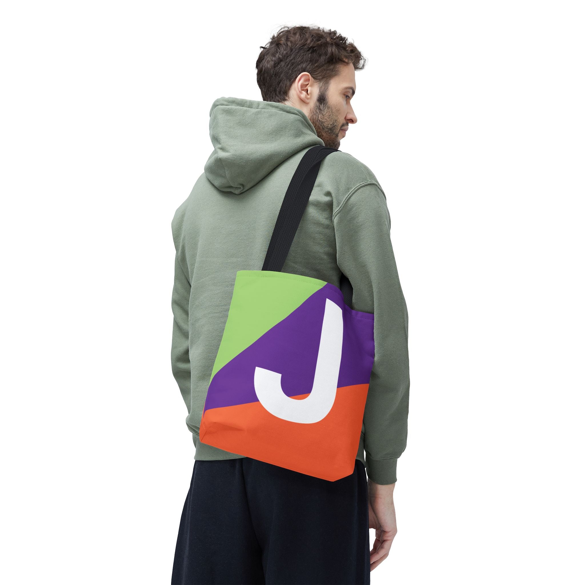 Monogram 'J' Colorblock Tote Bag — Personalized Initial J Shoulder Tote