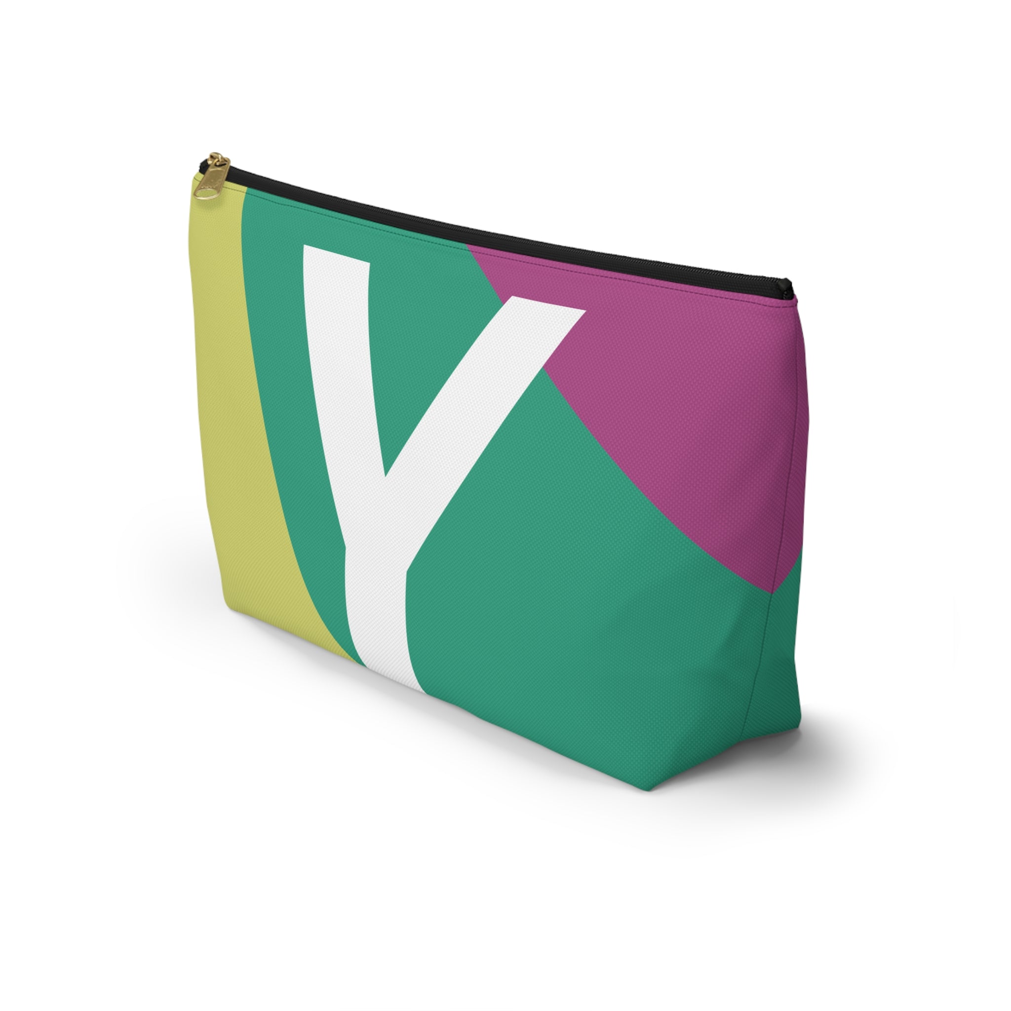 Initials Colorblock Accessory Pouch — Monogram Y T-Bottom Cosmetic Bag