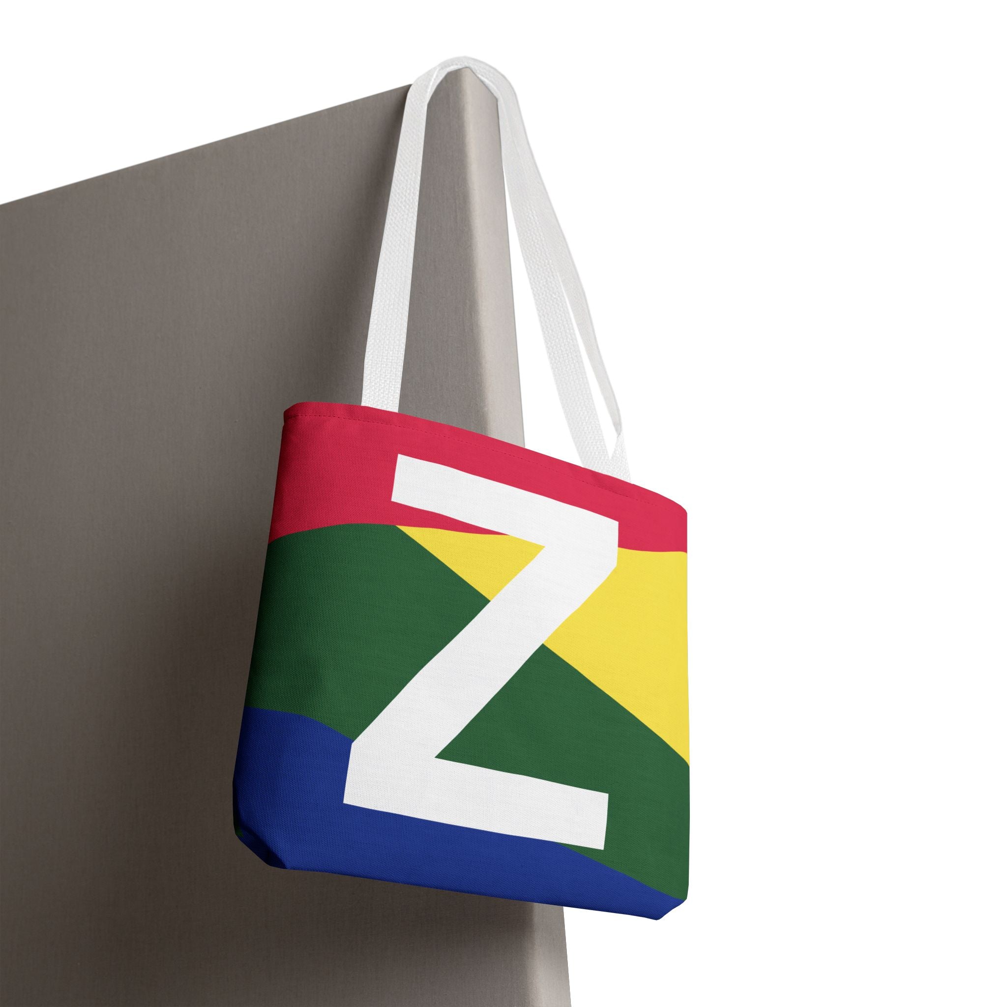 Monogram 'Z' Colorblock Tote Bag — Personalized Initial Z Shoulder Tote