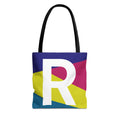 Monogram 'R' Colorblock Tote Bag — Personalized Initial R Shoulder Tote