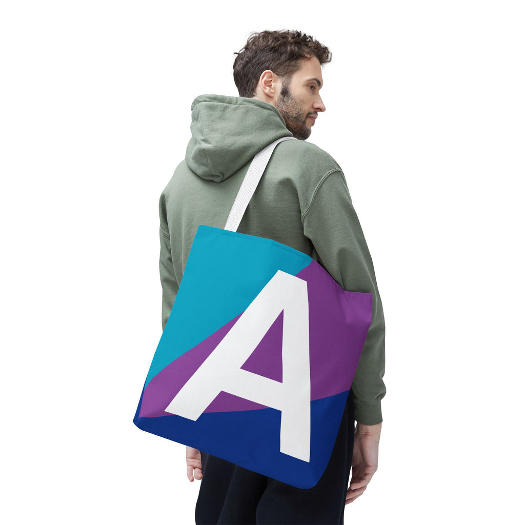 Monogram 'A' Colorblock Tote Bag — Personalized Initial A Shoulder Tote