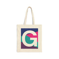 Initial G Colorblock Canvas Tote Bag — Monogram Letter G Reusable Grocery Tote