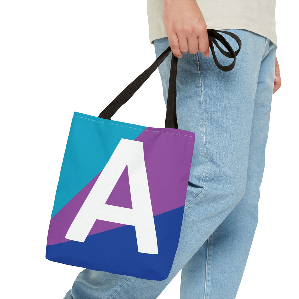 Monogram 'A' Colorblock Tote Bag — Personalized Initial A Shoulder Tote