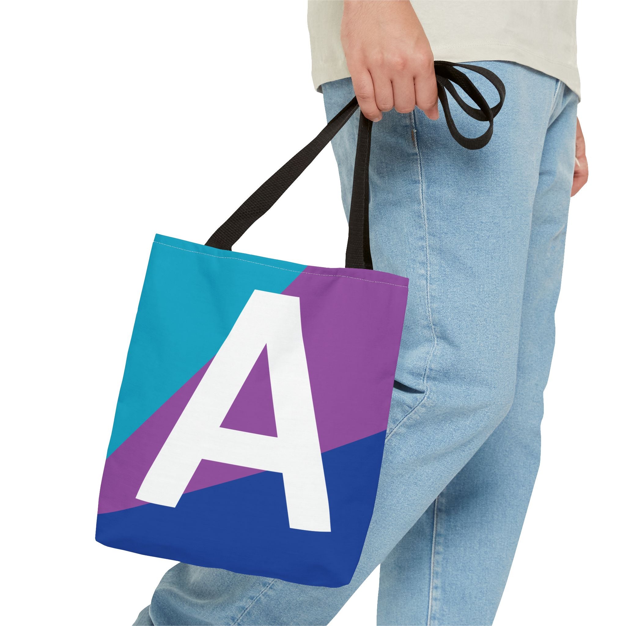 Monogram 'A' Colorblock Tote Bag — Personalized Initial A Shoulder Tote