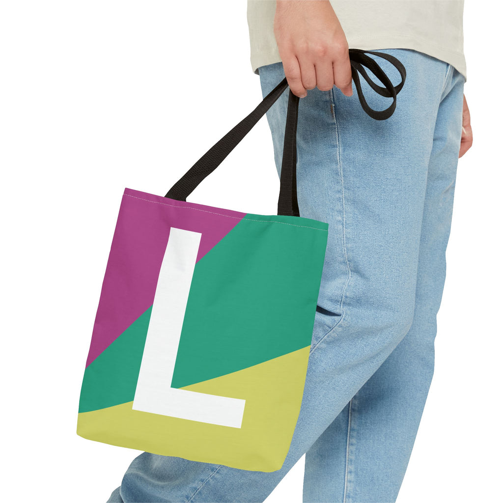 Monogram 'L' Colorblock Tote Bag — Personalized Initial L Shoulder Tote