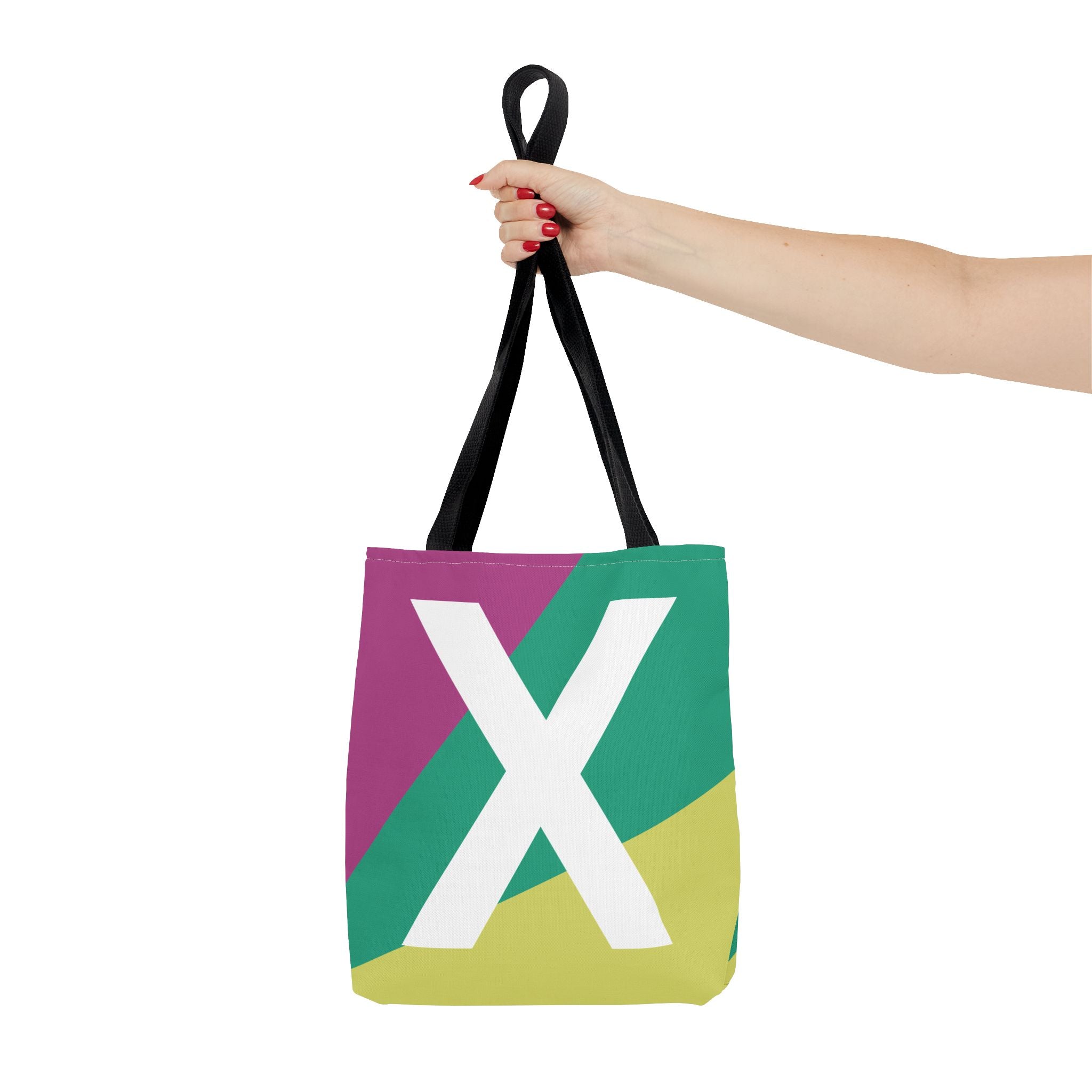 Monogram 'X' Colorblock Tote Bag — Personalized Initial X Shoulder Tote