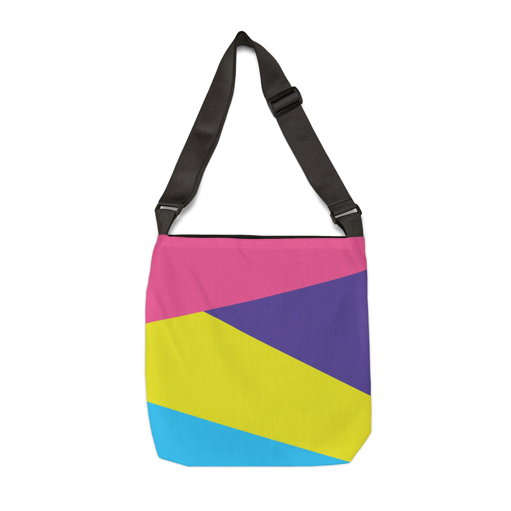 Colorblock Geometric Tote Bag — Adjustable Strap, Bright Abstract Pattern