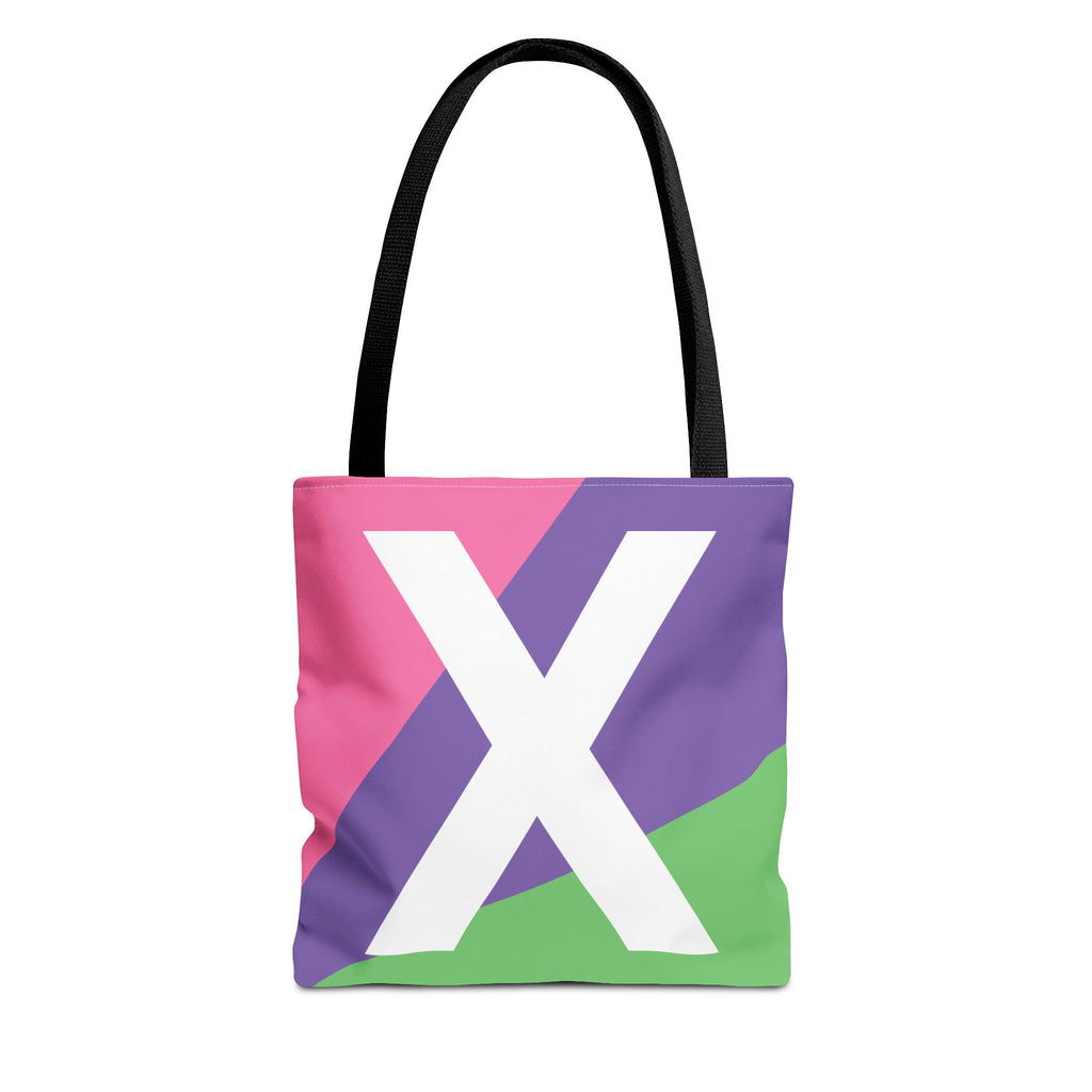 Monogram 'X' Colorblock Tote Bag — Personalized Initial X Shoulder Tote